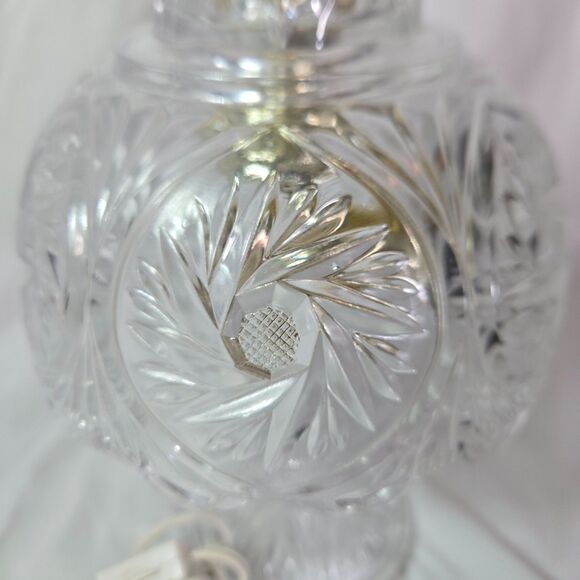 Boudoir Cut Glass Crystal Brass Night Light Dresser Lamp Vintage 11" Pinwheel - Picture 13 of 16